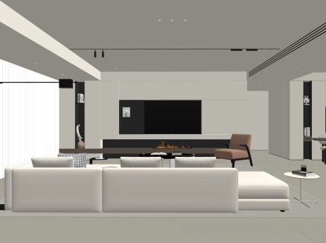 现代客厅SU模型