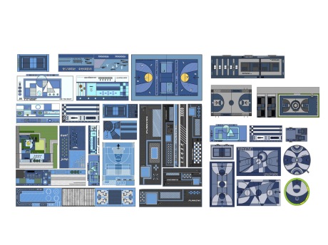 篮球场羽毛球场运动场地SU模型