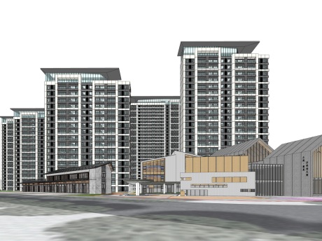 之寓安居壹号+縵街+幼儿园SU模型