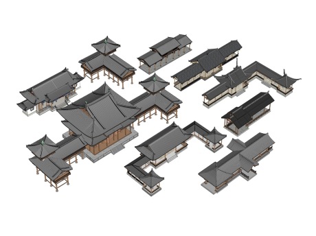 中式长廊SU模型