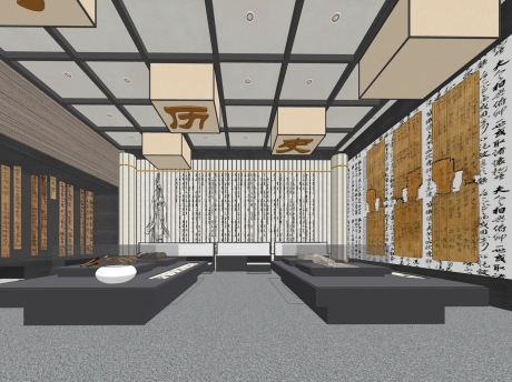 竹简书法展厅SU模型