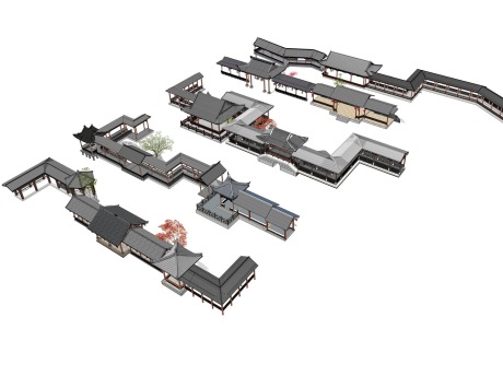 中式长廊SU模型