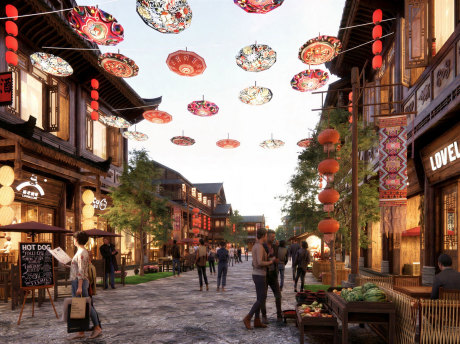 中式商业街SU模型