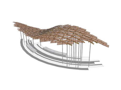 异形廊架坐凳SU模型