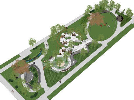 老年活动区康养场地SU模型