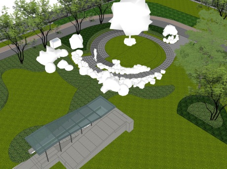 人防入口圆形广场节点SU模型