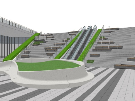 地下商业台阶景观SU模型