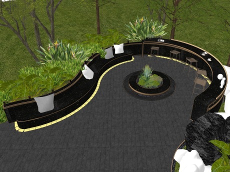 户外吧台下沉卡座沙发SU模型