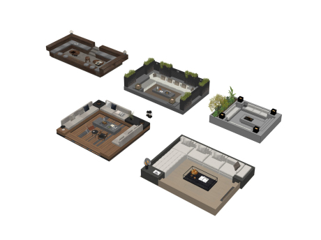 下沉卡座沙发SU模型