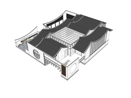 新中式博物馆艺术馆SU模型