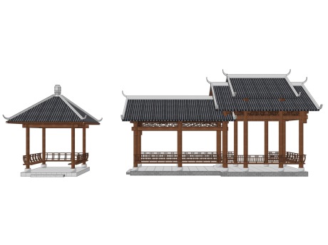 岭南风凉亭廊架SU模型