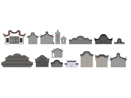 岭南民居潮汕民居镬耳墙SU模型