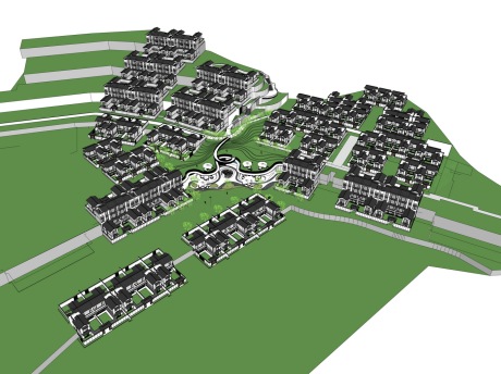 新中式宋风合院别墅SU模型