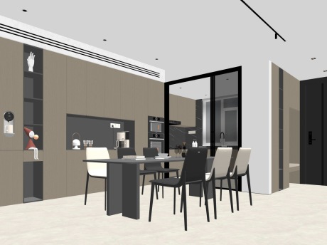 现代餐厅SU模型