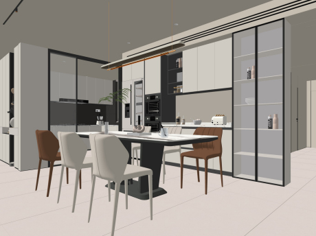 现代餐厅SU模型