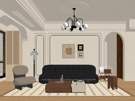 法式客厅SU模型