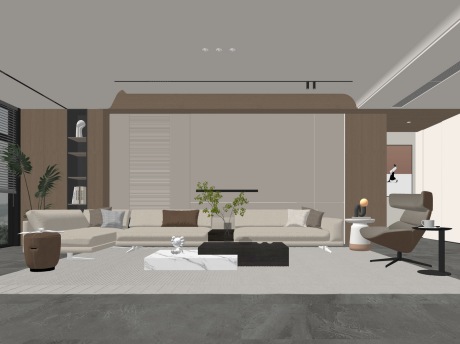 现代客厅SU模型