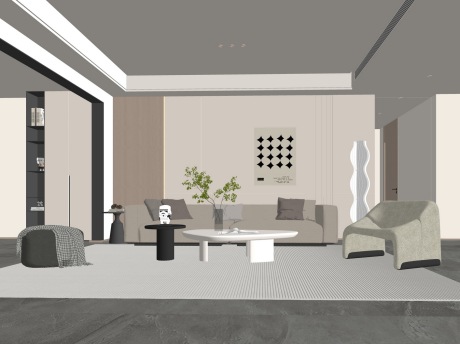 现代客厅SU模型