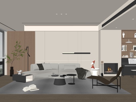 现代客厅SU模型