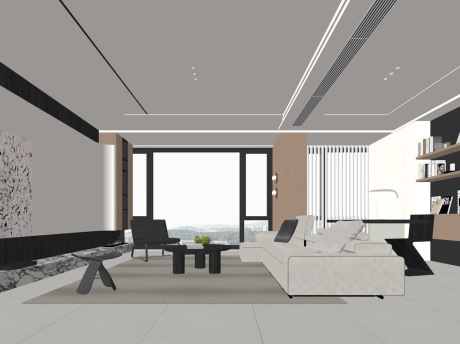 现代客厅SU模型