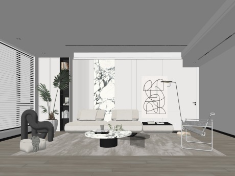 现代客厅SU模型