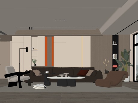 现代客厅SU模型