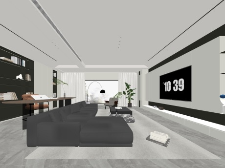 现代客厅SU模型