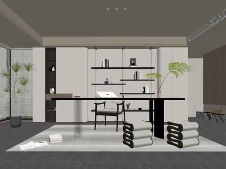 现代书房SU模型