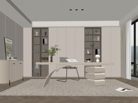 现代书房SU模型