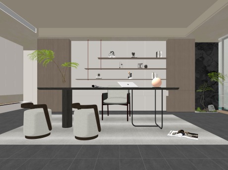 现代书房SU模型