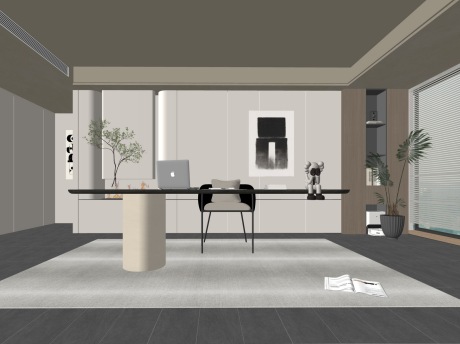 现代书房SU模型