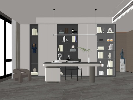 现代书房SU模型