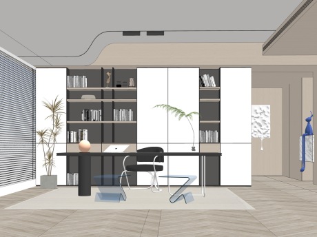 现代书房SU模型