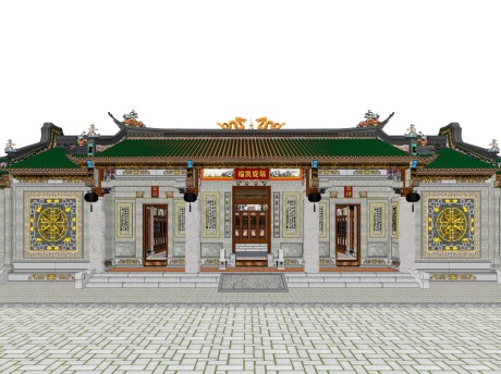潮汕民居四点金SU模型