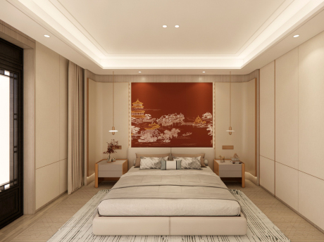 浙江温岭桃花源新中式别墅台州样板房SU模型