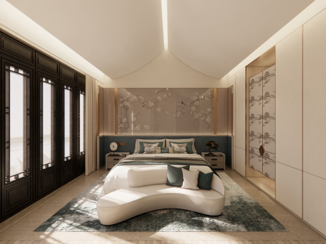 浙江温岭桃花源新中式别墅台州样板房SU模型