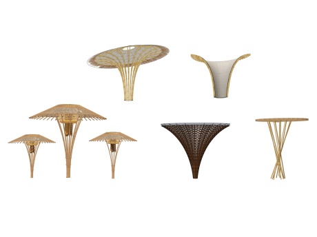 竹文化凉亭构筑物SU模型