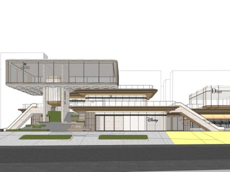 现代商业街SU模型
