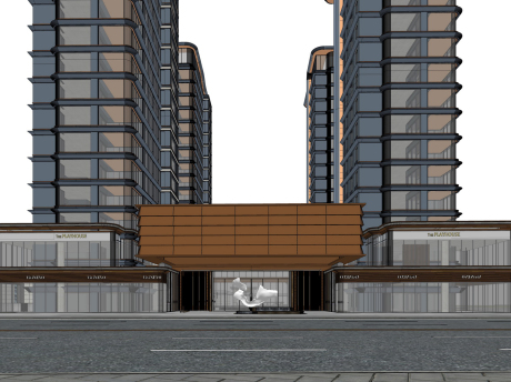 现代高层住宅+示范区SU模型