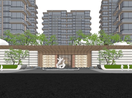 现代大门SU模型