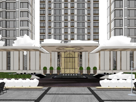 现代大门SU模型