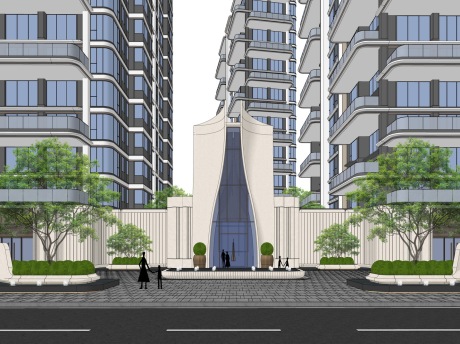 现代大门SU模型