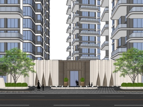 现代大门SU模型