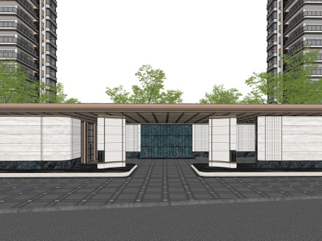 现代大门SU模型