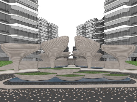 三亚海棠湾悦府示范区+高层住宅SU模型