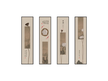 新中式立体装饰画墙饰SU模型