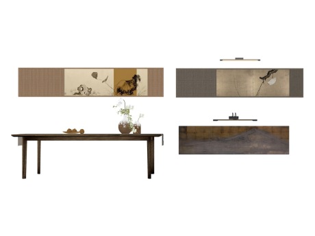 新中式装饰画挂画墙饰SU模型