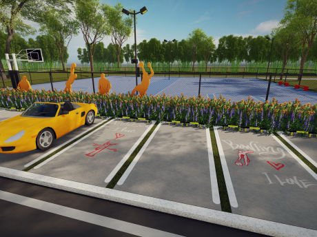 体育公园运动主题停车位SU模型