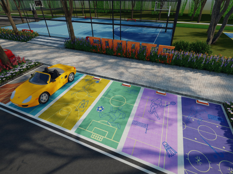 体育公园运动主题停车位SU模型