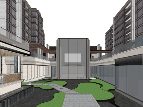 杭州滨江锦上观澜下沉示范区景观+住宅SU模型